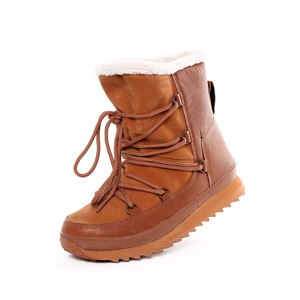 New Winter Children Snow Boots Genuine Leather Wool Girls Boots Plush Boy Warm Snow Shoes with Fur