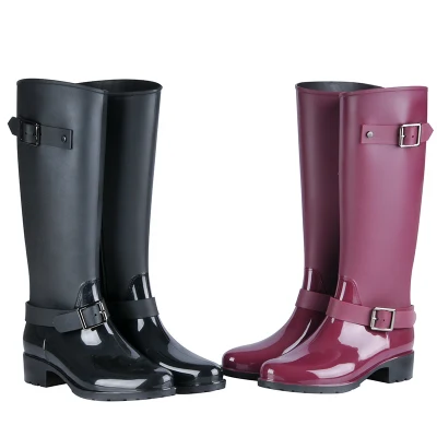 Botas de lluvia de moda para mujer, impermeables, antideslizantes, zapatos de agua largos, botas de lluvia para mujer, venta al por mayor