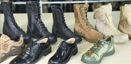 China Xinxing negro completo de cuero de vaca de caucho de inyección de PU zapatos militares tácticos del ejército de la policía de las botas de los hombres