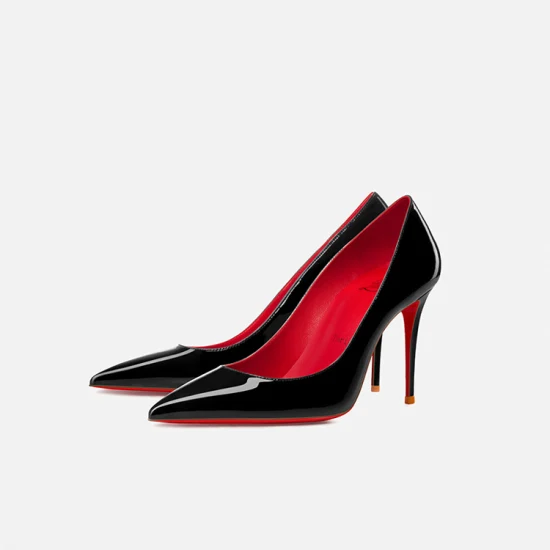 Fabricación en China 2023, zapatos de tacón alto de aguja con punta puntiaguda hechos a mano para mujer, zapatos de mujer