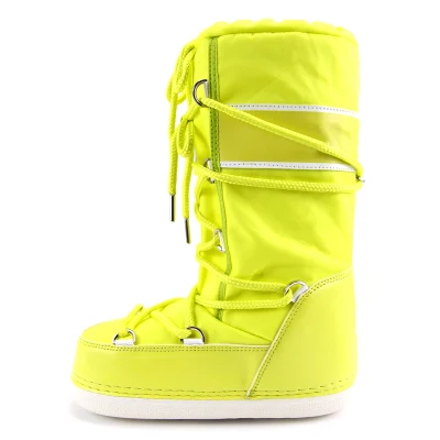 Nuevas botas de nieve de lujo para exteriores duraderas con cordones planas largas botas de invierno para mujer